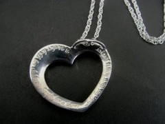 BGE Necklace Silver heart Mother Child Hand Poem Gold Vermeil accents Sterling