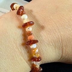 Handmade Mexican Fire Opal And Amber Stretch Bracelet, 6.5 Inches