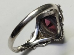 NATURAL GARNET IN TRENDY FILIGREE & HALO SET STERLING SILVER.925 RING SIZE 9.25!