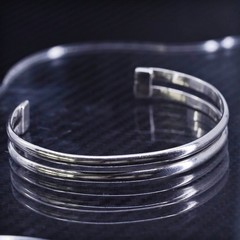 7”, vintage Mexican Sterling Silver 925 double strands Cable cuff bracelet