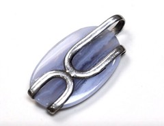 Beautiful Natural Light Purple Agate .925 Sterling Silver Pendant 45mm