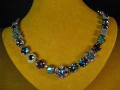 MARIANA NECKLACE SWAROVSKI CRYSTALS SILVER PL MOSAIC TEAL PURPLE MULTI Flower