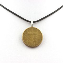 Minerals And Precious Stones. Coin Necklace Netherlands 5 GULDEN Beat
