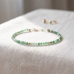 Natural Australian Jade 2mm Beaded Bracelet Dainty Minimalist Crystal Jewelry