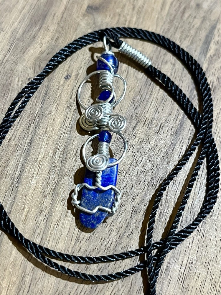 Lapis Lazuli Artistic Pendant, Wand Pendant Lapis Gemstone Necklace