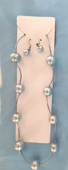 New Women’s Earrings and Necklace Gift Set Ice Blue Imitation Pearls Silvertone
