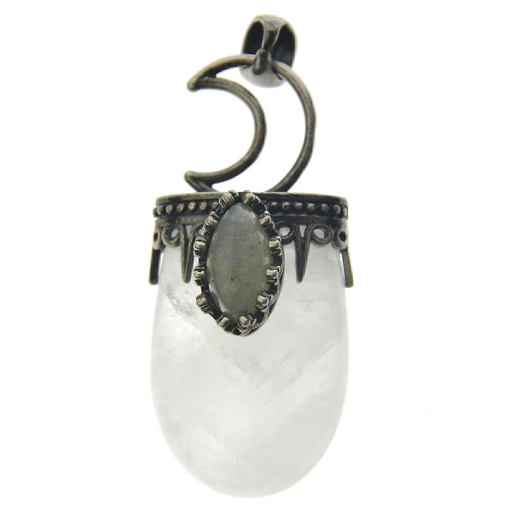 Rock Quartz Labradorite Stone Pendant Energy Reiki Healing Amulet