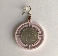 Medallion Earrings NEW Matte Pink Tagua Nut Open Work Asian-Style Lightweight