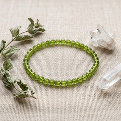 4mm Natural Peridot Stretch Bracelet Heart Chakra Prosperity Luck Women Healing