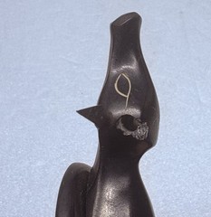 Rare 1969s Ox Horn Tribal Pendant Carved Water Buffalo 3.5” Folk Art Decor 25