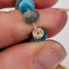 24g Jay King Blue Apatite Agate Bead Bracelet Sterling 925 Lemur Charm 7in Boho