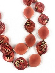 Boho Salmon Tagua-Style Statement Necklace | Double Strand Adjustable