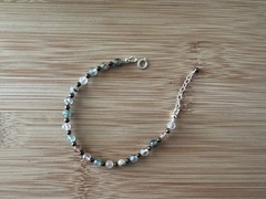 New! Quartz, Hematite & Sterling Silver Handmade Bracelet 6 3/4 – 7 1/2 in.-B742