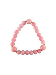 Pink Persian Jade Chalcedony Beaded Stretch Bracelet 18K Gold Filled 6.75″