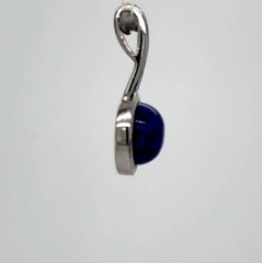 Natural, Genuine Blue Round Circle LAPIS LAZULI Pendant 925 STERLING SILVER #99
