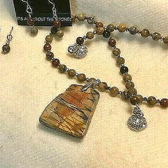 Handmade Picasso Jasper Creativity Grounding Pendant Necklace 18” Strong Magnet