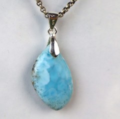 Lovely Natural Sky Blue Larimar .925 Sterling Silver Pendant 43mm