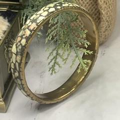 Mosaic Design Bangle Bracelet – Handmade Stamped India • Vintage Jewelry