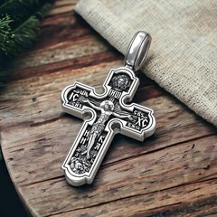 925 Sterling Silver Eastern Orthodox Cross Necklace with Prayer for Men Women