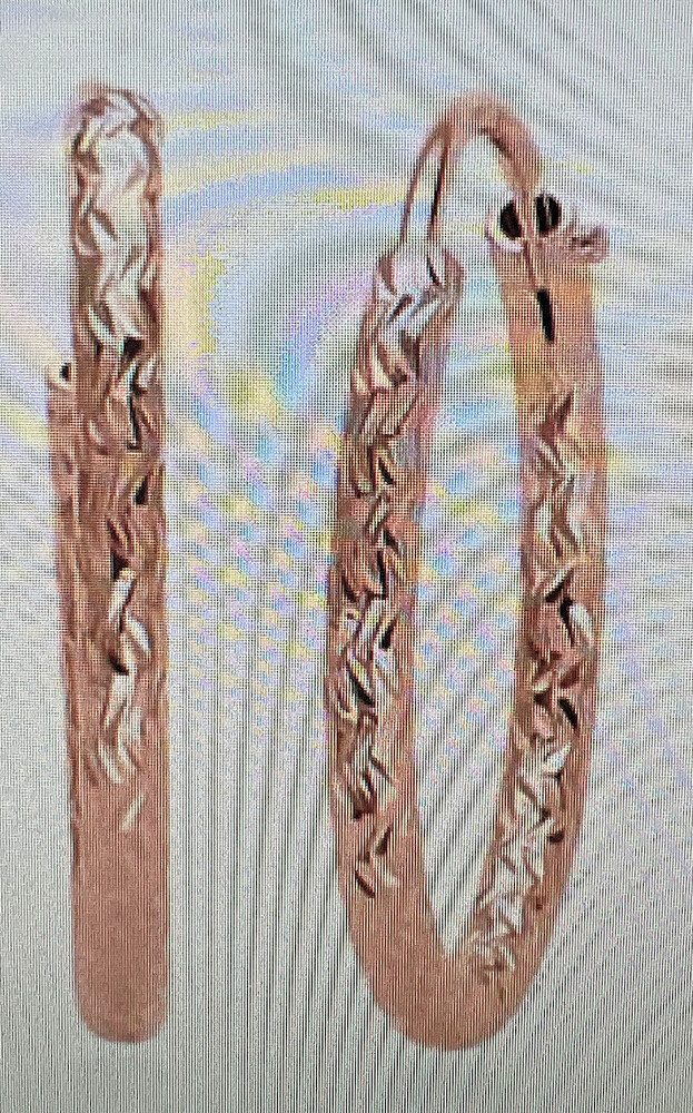 14K RG Over Sterling Silver 20mm Wavy Textured Hoop Earrings (1.35 g)
