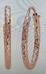 14K RG Over Sterling Silver 20mm Wavy Textured Hoop Earrings (1.35 g)