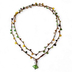 Thread & Luster Hand-Crocheted Boho Necklace With Glass Beads 43″