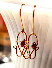Elegant Garnet and Rose Gold Artisan Earrings 100% CHARITY