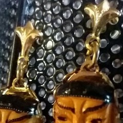 MaryBee Jewelry: Gold Tone Asian Mask Pierced Earrings 07-07-2021
