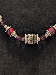 925 20.49g Sterling Silver 16″ Antique Handmade Garnet Necklace w/ Toggle Clasp