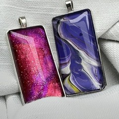Handmade Art Pendants Lot Of 2 Acrylic Hand Paint Necklaces 1876 R