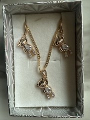 18K Gold Plated Bear Earrings and Necklace Jewelry Gift Set