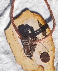 Copper Wire Weave Heart Pendant Necklace on Viking Knit Copper 20 Inch Chain