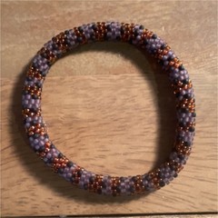 Sashka Co Beaded Bracelet Purple Brown Multicolor Glass Round Handcrafted