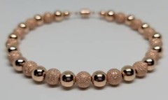 14K Rose Gold-Filled Stardust/Smooth 6mm Bead Fashion Luxury Magnetic Bracelet