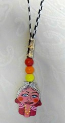 Handmade Necklace With Hand Painted Wood Chamsa Natural Artistic Eco Beauty Gift