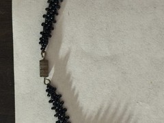 Handcrafted Black Glass Beaded Statement Necklace, Nature Theme, 18in