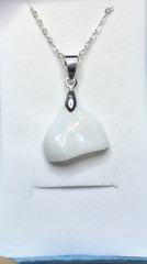 #407- 6.00ct Genuine Freeform Ethiopian Welo Opal on a 925 Sterling Silver Chain