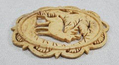 Vintage Hand Carved Bone Elk Deer Pendant 2 in X 1.5 in