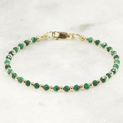 3mm Malachite Bracelet – Minimalist 14k Gold Filled