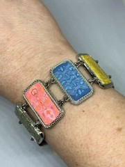 NEW JILZARA Handmade SQUARE Inlay Clay GYPSY SOUL REVERSIBLE TOGGLE Bracelet