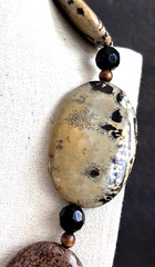 Chunky Large Vintage Picture Jasper Polished Gemstone Statement Necklace 21″