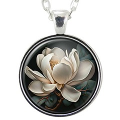 White Magnolia Flower Necklace, Handmade Jewelry, Nature Floral Pendant