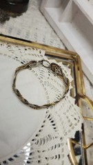Vintage Artisan Braided Wire Cuff Bracelet Mixed Metal Wave Style Size 6