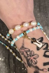 Freshwater Pearls w/gold Findings, & Turquoise Necklace w/bracelets & Earrings
