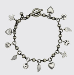 New Jane Diaz ONE LOVE Sterling Silver 925 handmade charm Bracelet Toggle Clasp