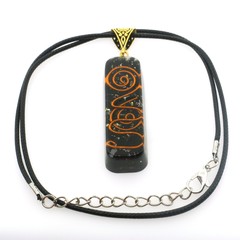 Black Tourmaline Orgone Chokurei Pendant Gold OR Silver + FREE Gold Chain EMF 5G