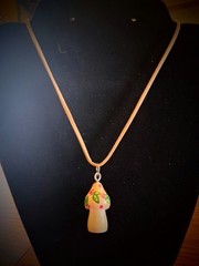 Childs Handcrafted Wood Mushroom Charm Pendant Necklace Tan Cord