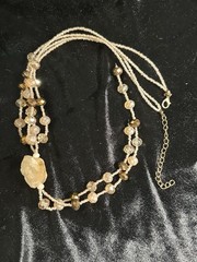 Vintage Stone & Faceted Bead Y-Necklace Cluster Drop Necklace