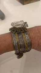 Boho Large Stone Handmade Twist Wire Cuff Bracelet