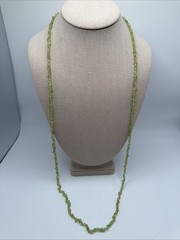 Natural Green Peridot 35” Dainty Chip Endless Strand Necklace